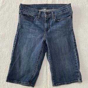 Levis Women's 27 Jean Shorts Bermuda‎ Long Medium Wash Hipster Y2k Boho